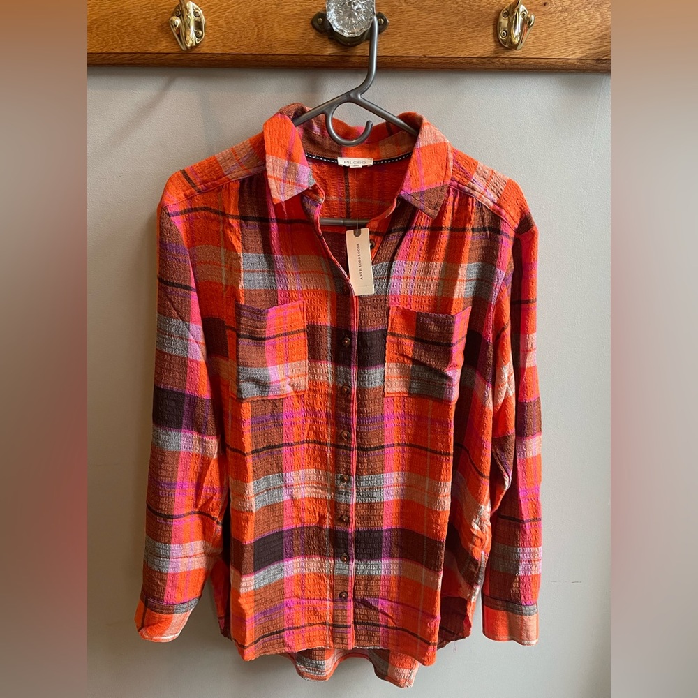 Pilcro Relaxed Plaid Buttondown Shirt, Size S